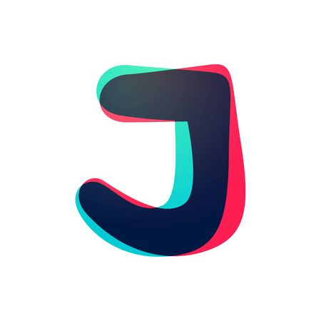 Overlapping gradient letter J logotype. Curve rounded font. Vibrant glossy colors.のイラスト素材