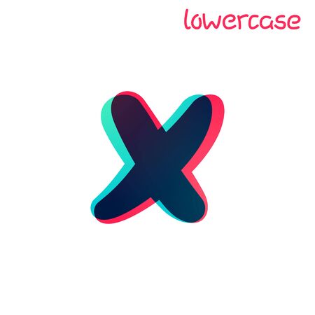 Overlapping gradient lowercase letter x logotype. Curve rounded font. Vibrant glossy colors.のイラスト素材