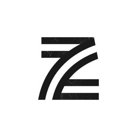 Z letter logo formed by two parallel lines with noise texture. Vector black and white typeface for...