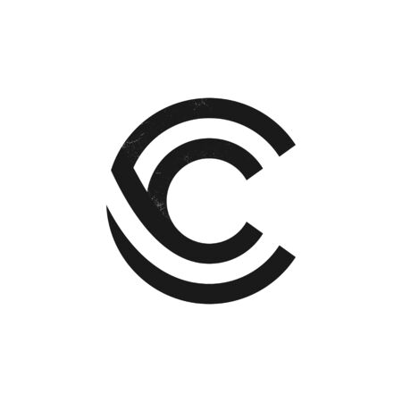 C letter logo formed by two parallel lines with noise texture. Vector black and white typeface for labels, headlines, posters, cards etc.のイラスト素材