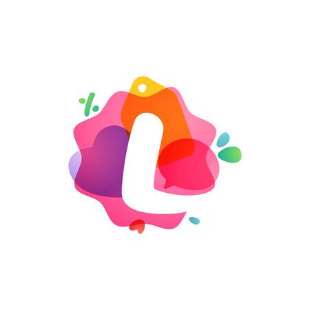 L letter logo with Sale icons. Overlapping watercolor negative space font. Perfect typeface for shop identity, best price print, super offer posters, etc.のイラスト素材