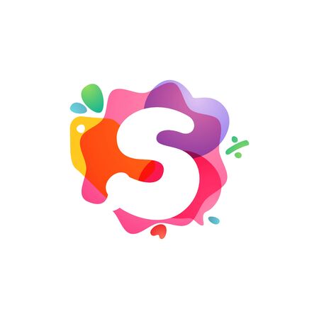 S letter logo with Sale icons. Overlapping watercolor negative space font. Perfect typeface for shop identity, best price print, super offer posters, etc.のイラスト素材