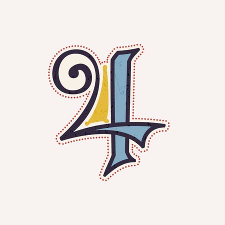 Number four logo in true celtic knot-spiral style. Perfect typeface for history identity, medieval print, tribal posters, etc.のイラスト素材