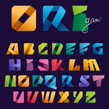 Folded paper style alphabet. Vector icon perfect for craft labels, origami posters, cute identity, etc.のイラスト素材