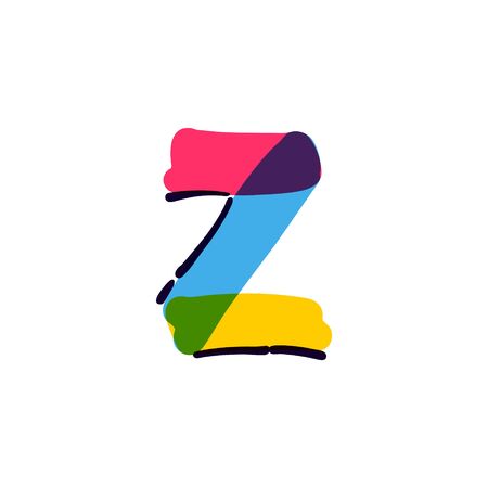 Z letter logo handwritten with a multicolor felt-tip pen. Perfect vector icon for kids design, interior print, cute labels, etc.のイラスト素材