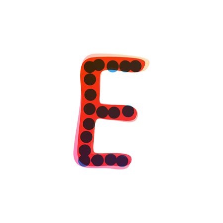 E letter logo handwritten with a red felt-tip pen. Perfect vector icon for kids design, funny craft package, cute labels, etc.のイラスト素材