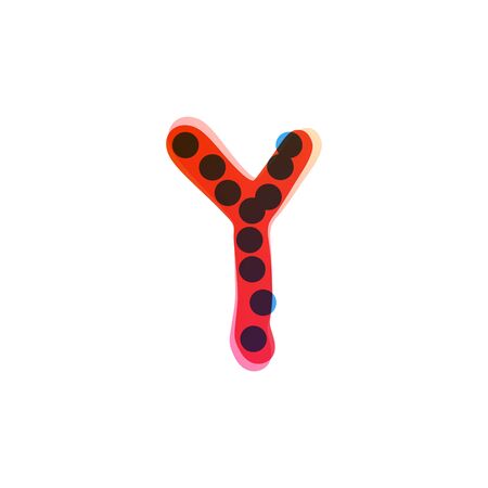 Y letter logo handwritten with a red felt-tip pen. Perfect vector icon for kids design, funny craft package, cute labels, etc.のイラスト素材