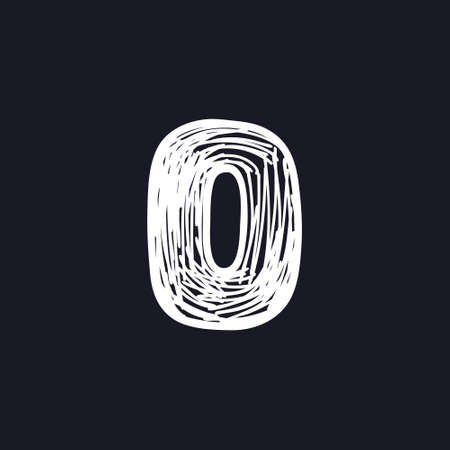 Number zero hand-drawn by chalk on a blackboard.のイラスト素材