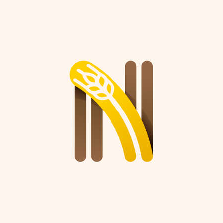 Letter N  with wheat design.のイラスト素材
