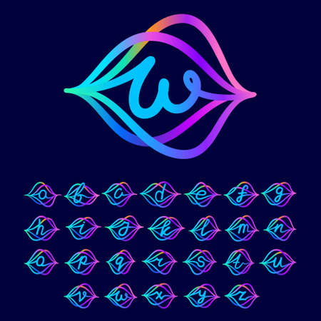 Alphabet with sound wave flow. This font is perfect for a audio technology, advertising of a multimedia company, dj posters, music identity, etc.のイラスト素材