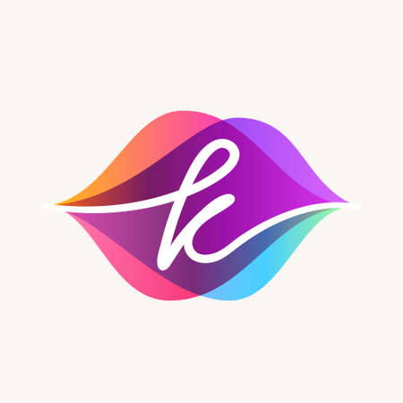 Letter K with transparency sound waves logo design concept. Vector icon perfect to use in any audio electronic labels, music posters, dj identity, etc.のイラスト素材