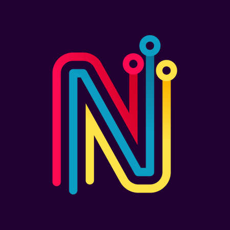 N letter formed by electric line. Font style, vector design template elements for your application or corporate identity.のイラスト素材