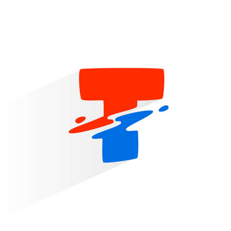 Letter T fast speed logo. Vector two part wave font for technology labels, game headlines, sport posters, etc.のイラスト素材