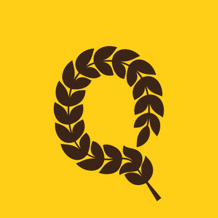 Q letter logo made of laurel wreath. Vector design template elements for your application or corporate identity.のイラスト素材