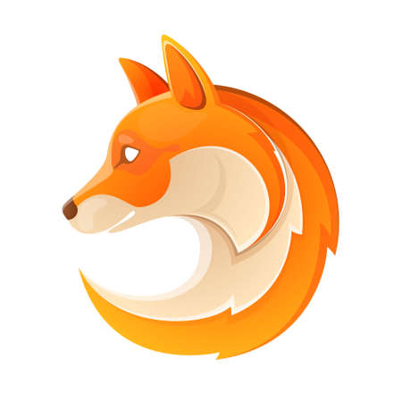Fox head volume logo. Orange on white. Vector design template elements for your application or corporate identity.のイラスト素材