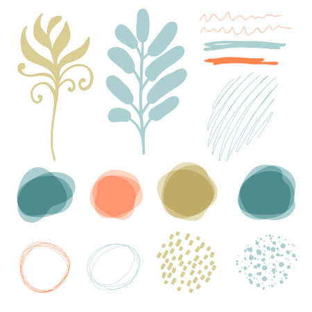 Trendy fall leaves and geometric elements. Perfect for autumn media posts, eco apps, banners design and web story ads.のイラスト素材