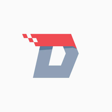 D letter logo with taxi checkered pattern line. Perfect for transport company advertising, sportswear sign, furious identity, etc.のイラスト素材