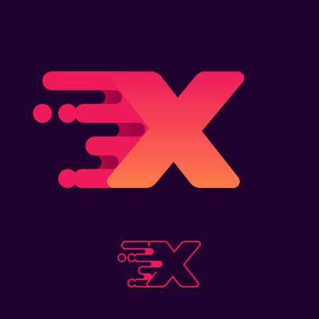 Fast speed letter X logo with lines and dots. Perfect to use for Digital ads, Futuristic poster, Sport identity, etc.のイラスト素材
