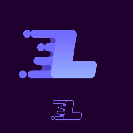 Fast speed letter L logo with lines and dots. Perfect to use for Digital ads, Futuristic poster, Sport identity, etc.のイラスト素材