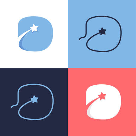 D letter logo set consisting of comet tail and negative space star icon. Perfect for energy company advertising, premium sign, success identity, etc.のイラスト素材