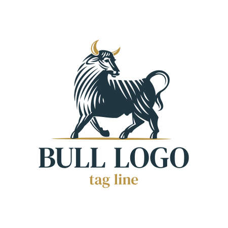 Bull engraving vector . Perfect illustration for trade emblem, guard poster, sport team identity, etc.のイラスト素材