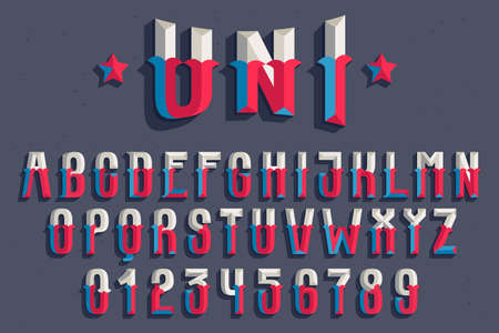 Alphabet and numbers set in faceted old athletic style. You can use it in your sportswear identity,...