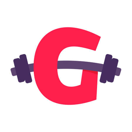 G letter with barbell. Vector design template elements for your application or corporate identity.のイラスト素材