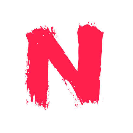 N letter painted with a dry brush. Hand drawn font. Vector grunge style design elements for use in posters or prints.のイラスト素材