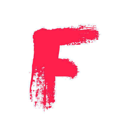 F letter painted with a dry brush. Hand drawn font. Vector grunge style design elements for use in posters or prints.のイラスト素材