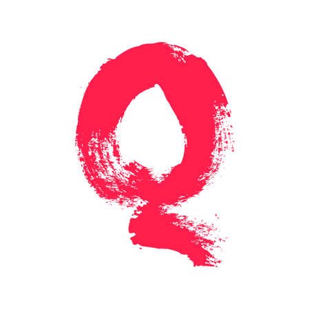 Q letter painted with a dry brush. Hand drawn font. Vector grunge style design elements for use in posters or prints.のイラスト素材