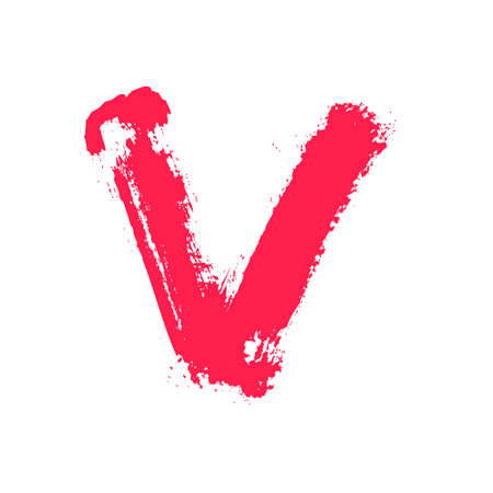 V letter painted with a dry brush. Hand drawn font. Vector grunge style design elements for use in posters or prints.のイラスト素材