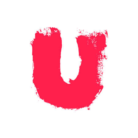 U letter painted with a dry brush. Hand drawn font. Vector grunge style design elements for use in posters or prints.のイラスト素材