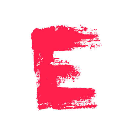 E letter painted with a dry brush. Hand drawn font. Vector grunge style design elements for use in posters or prints.のイラスト素材