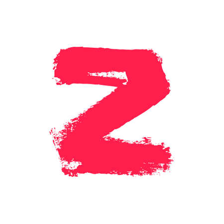 Z letter painted with a dry brush. Hand drawn font. Vector grunge style design elements for use in posters or prints.のイラスト素材