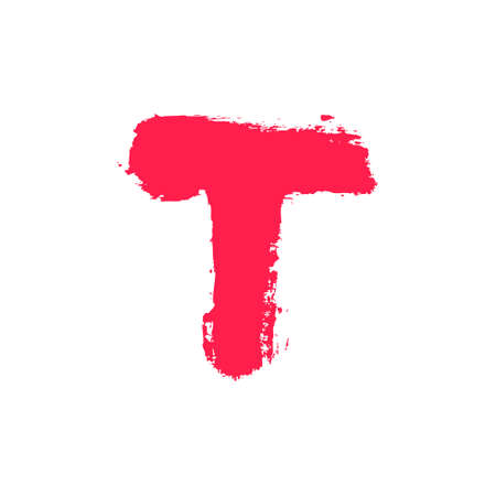 T letter painted with a dry brush. Hand drawn font. Vector grunge style design elements for use in posters or prints.のイラスト素材
