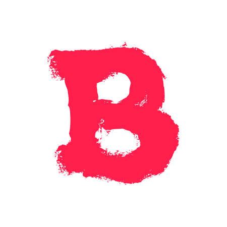 B letter painted with a dry brush. Hand drawn font. Vector grunge style design elements for use in posters or prints.のイラスト素材