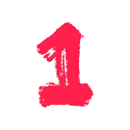 Number one painted with a dry brush. Hand drawn font. Vector grunge style design elements for use in posters or prints.のイラスト素材