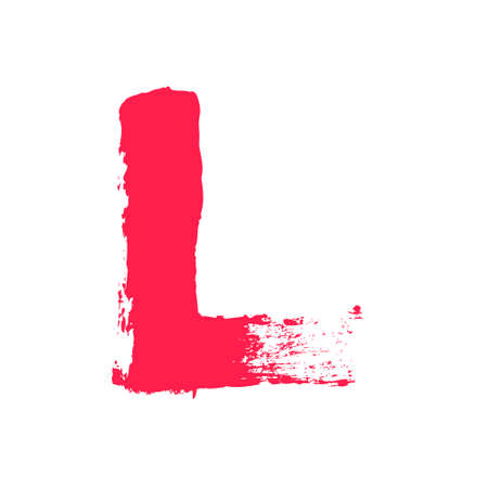 L letter painted with a dry brush. Hand drawn font. Vector grunge style design elements for use in posters or prints.のイラスト素材