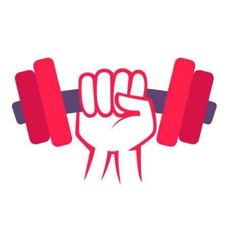 Hand grasping dumbbell. Vector elements for your application or corporate identity design.のイラスト素材