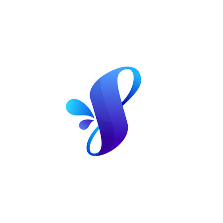 Clean blue I letter  with water splash and drops. Vector icon perfect for ecology labels, pool emblem, spa posters and clean identity, etc.のイラスト素材