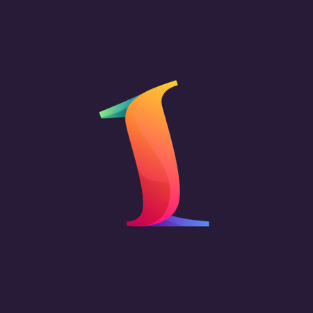 Vibrant calligraphy number one  with colorful gradients. Vector classic typeface for expressive labels, casino headlines, theater posters, futuristic identity etc.のイラスト素材