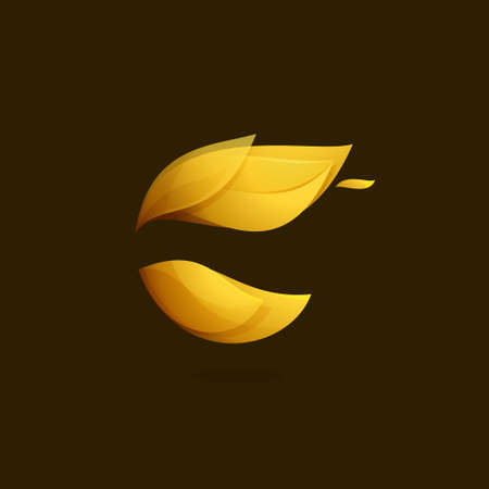 Abstract sphere  with feather or fire elements. Vector themplate for internet marketing labels, infinite icon, yin yang identity etc.のイラスト素材