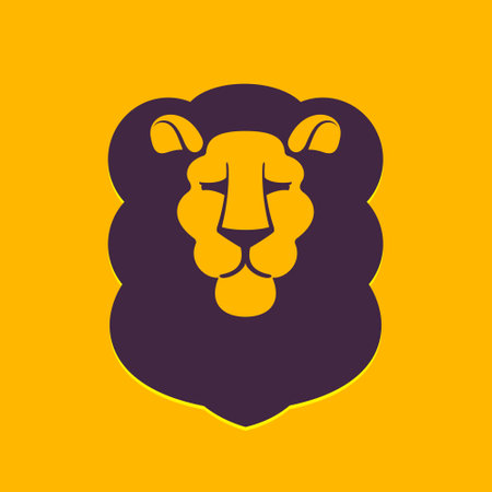 Lion head flat vector logo. Animal design template elements for your corporate identity or sport team branding.のイラスト素材