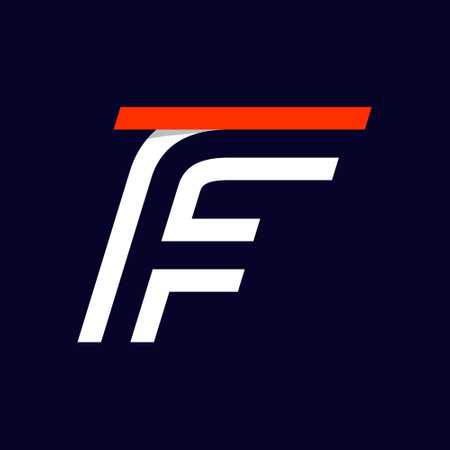 Fast speed two lines letter F logo on black. Sport elements for sportswear, t-shirt, banner, card, labels or posters.のイラスト素材