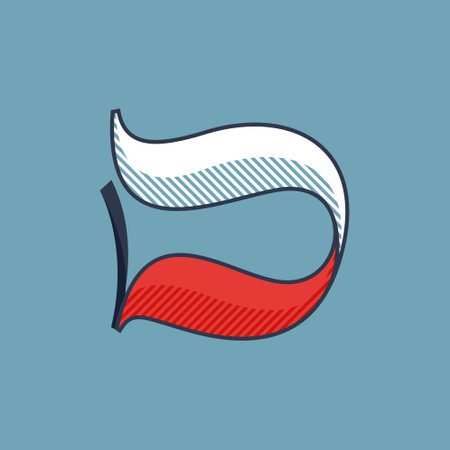 D letter logo with shadow lines effect. Premium victorian script typeface for sport team identity, luxury headlines, university posters, premium diploma, etc.のイラスト素材