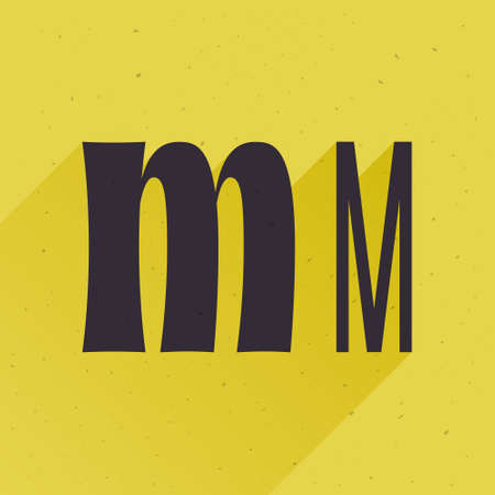 Letter M logo for your fun and happy design projects. The main idea of this font is a quirky replacement of heavy uppercase and light lowercase symbols.のイラスト素材