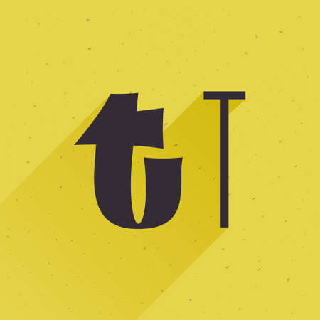 Letter T logo for your fun and happy design projects. The main idea of this font is a quirky replacement of heavy uppercase and light lowercase symbols.のイラスト素材