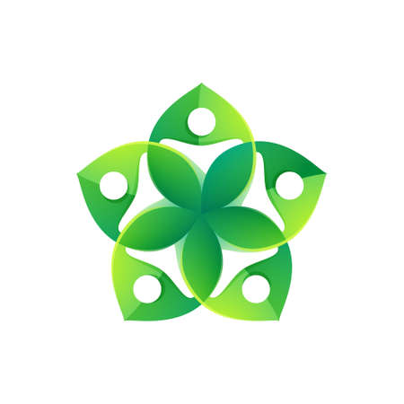 Logo of human & green leaves. Perfect for your organic emblem, go green identity, creative t-shirts, zero waste merchandise.のイラスト素材