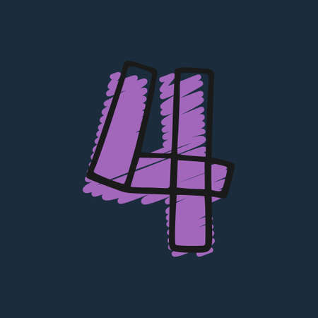 Number four hand-drawn with felt-tip and marker strokes. Perfect to use in any comic strip pages,...