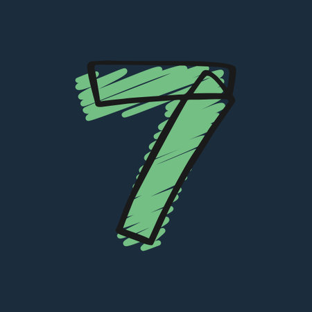 Number seven hand-drawn with felt-tip and marker strokes. Perfect to use in any comic strip pages,...